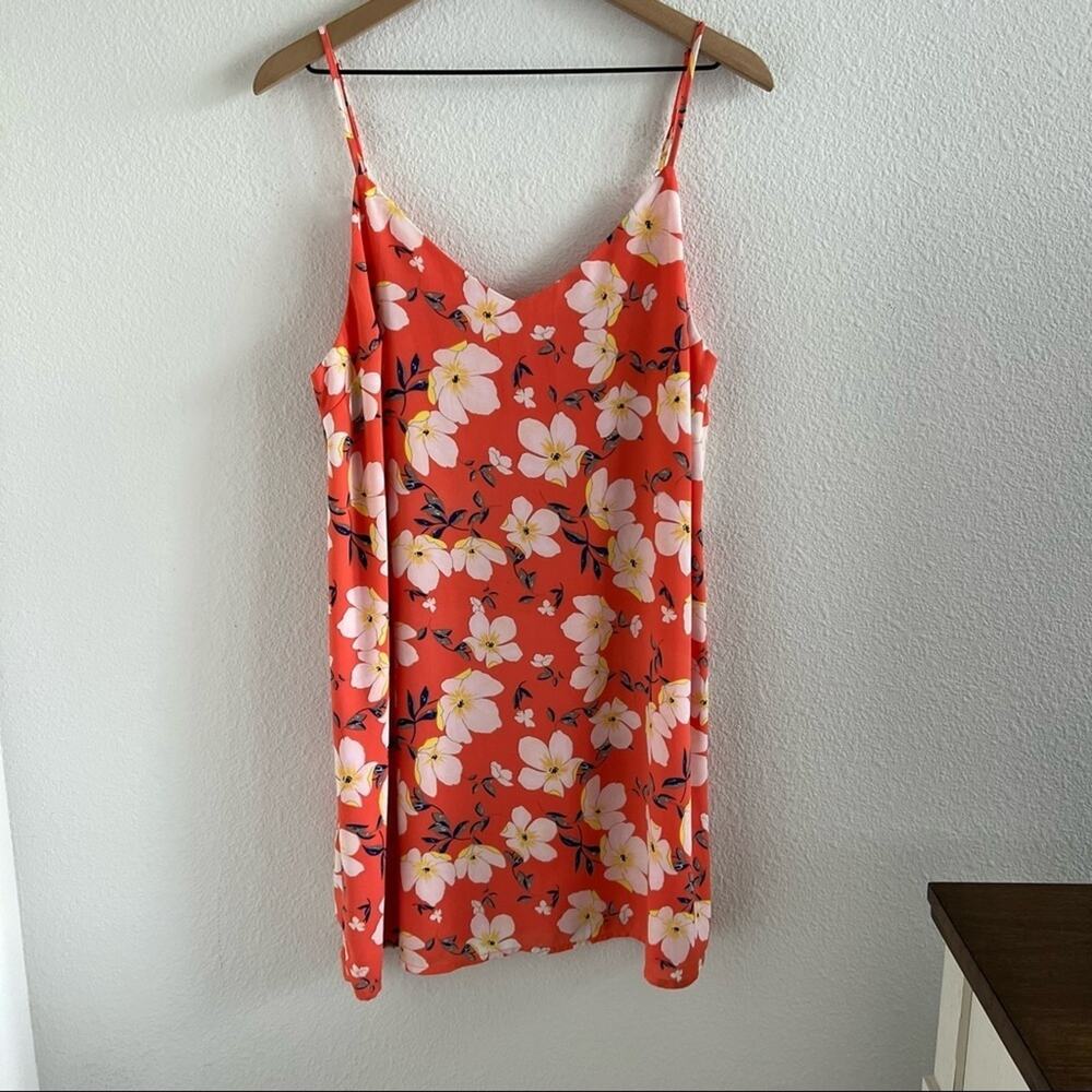 Cotton On Orange Tropical lined Slip Dress Large
